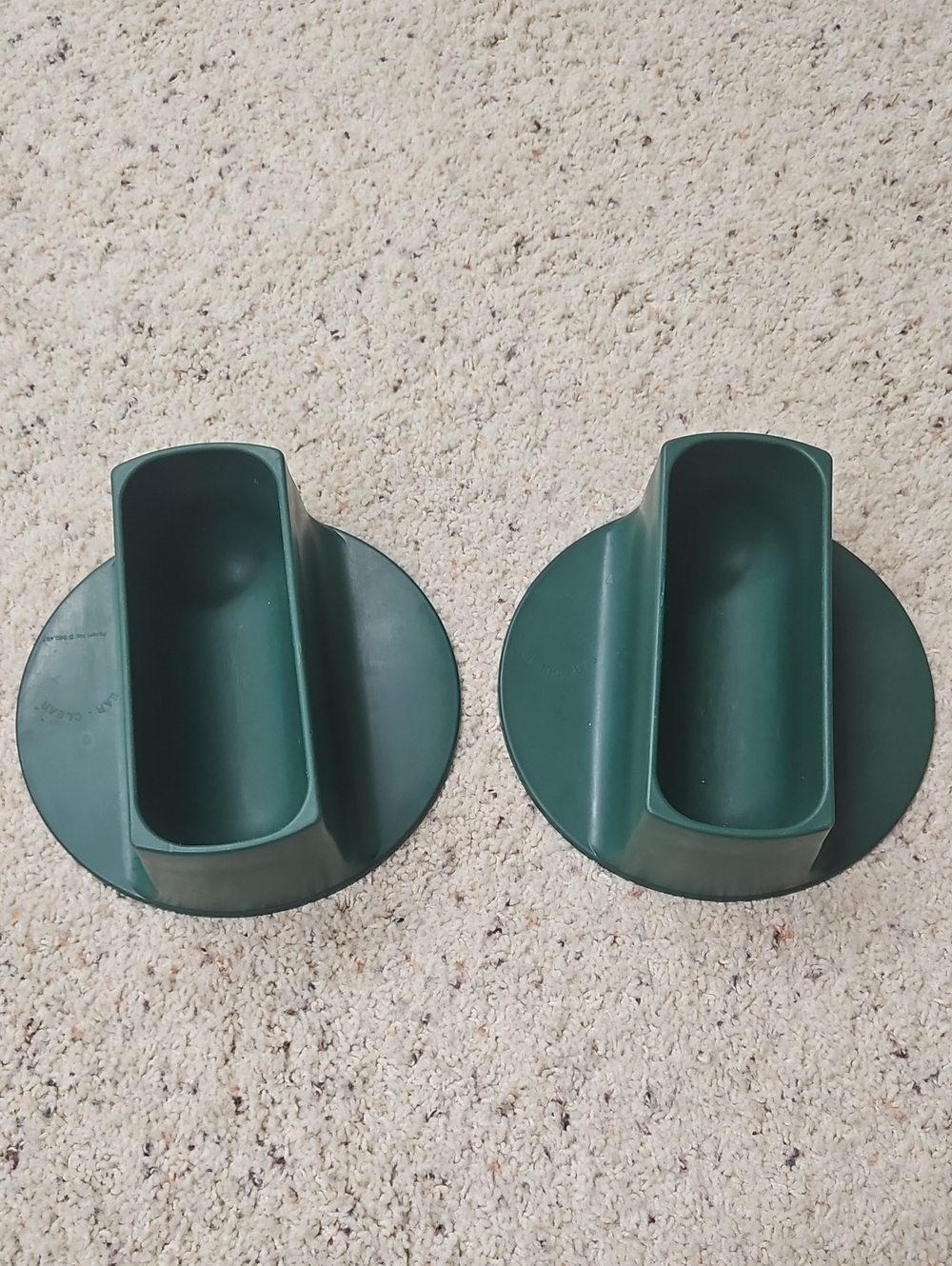 Pet Bowls: Pair of Dark Green Plastic Bowls.  Keeps Ears Clean!!